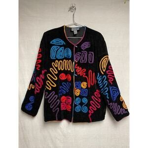 Vintage Indigo Moon Art To Wear Lined Embroidered Jacket - NWT - Size L